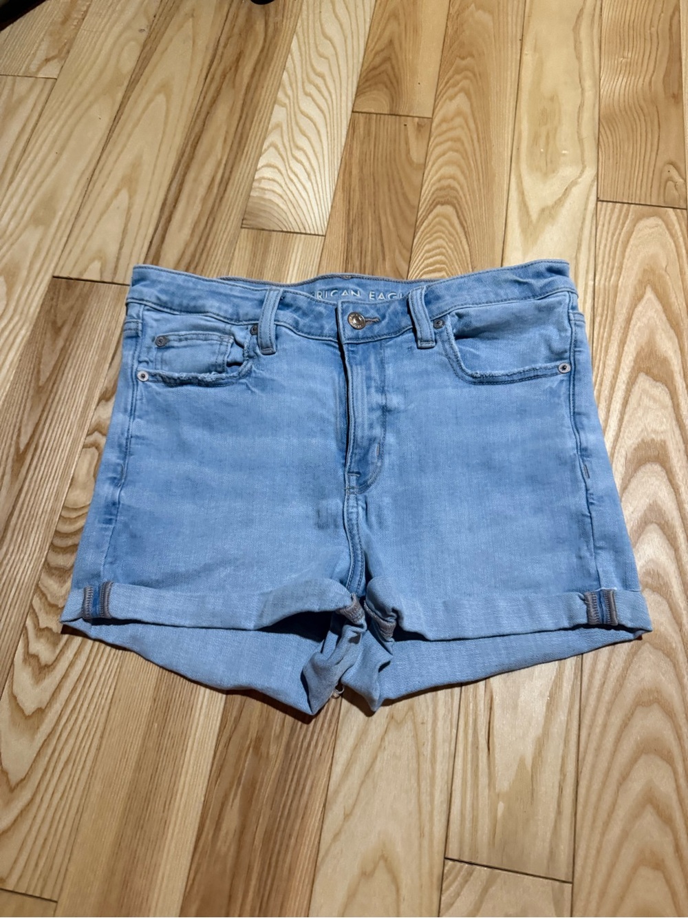 American Eagle Light Wash Stretch Denim Shorts